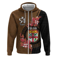 Personalised Fiji Day Zip Hoodie Fijian Tapa Pattern Mix Tagimoucia - Brown Version LT14 Zip Hoodie Brown - Polynesian Pride