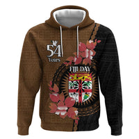 Personalised Fiji Day Zip Hoodie Fijian Tapa Pattern Mix Tagimoucia - Brown Version LT14 Pullover Hoodie Brown - Polynesian Pride