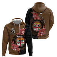 Personalised Fiji Day Zip Hoodie Fijian Tapa Pattern Mix Tagimoucia - Brown Version LT14 - Polynesian Pride