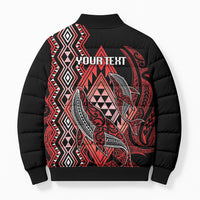 Aotearoa Iwi Ngapuhi Personalised Bomber Puffer Jacket NZ Maori Humpback Whale Taniko Motifs