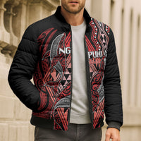 Aotearoa Iwi Ngapuhi Personalised Bomber Puffer Jacket NZ Maori Humpback Whale Taniko Motifs