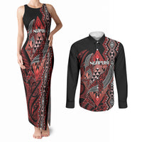 Aotearoa Iwi Ngapuhi Personalised Couples Matching Tank Maxi Dress and Long Sleeve Button Shirt NZ Maori Humpback Whale Taniko Motifs