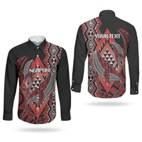 Aotearoa Iwi Ngapuhi Personalised Couples Matching Tank Maxi Dress and Long Sleeve Button Shirt NZ Maori Humpback Whale Taniko Motifs