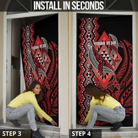Aotearoa Iwi Ngapuhi Personalised Door Cover NZ Maori Humpback Whale Taniko Motifs