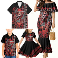 Aotearoa Iwi Ngapuhi Personalised Family Matching Mermaid Dress and Hawaiian Shirt NZ Maori Humpback Whale Taniko Motifs