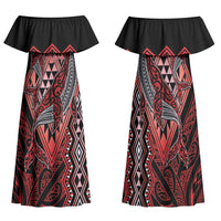 Aotearoa Iwi Ngapuhi Personalised Family Matching Off Shoulder Maxi Dress and Hawaiian Shirt NZ Maori Humpback Whale Taniko Motifs