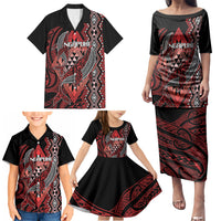 Aotearoa Iwi Ngapuhi Personalised Family Matching Puletasi and Hawaiian Shirt NZ Maori Humpback Whale Taniko Motifs