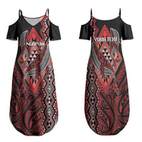 Aotearoa Iwi Ngapuhi Personalised Family Matching Summer Maxi Dress and Hawaiian Shirt NZ Maori Humpback Whale Taniko Motifs