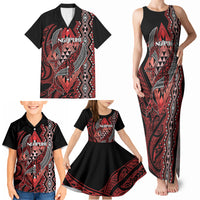Aotearoa Iwi Ngapuhi Personalised Family Matching Tank Maxi Dress and Hawaiian Shirt NZ Maori Humpback Whale Taniko Motifs