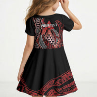 Aotearoa Iwi Ngapuhi Personalised Kid Short Sleeve Dress NZ Maori Humpback Whale Taniko Motifs