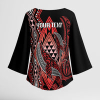 Aotearoa Iwi Ngapuhi Personalised Kimono Sleeve Blouse NZ Maori Humpback Whale Taniko Motifs