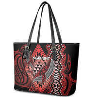 Aotearoa Iwi Ngapuhi Leather Tote Bag NZ Maori Humpback Whale Taniko Motifs