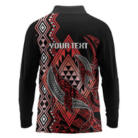 Aotearoa Iwi Ngapuhi Personalised Long Sleeve Polo Shirt NZ Maori Humpback Whale Taniko Motifs