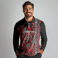 Aotearoa Iwi Ngapuhi Personalised Long Sleeve Polo Shirt NZ Maori Humpback Whale Taniko Motifs