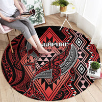 Aotearoa Iwi Ngapuhi Round Carpet NZ Maori Humpback Whale Taniko Motifs