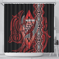 Aotearoa Iwi Ngapuhi Shower Curtain NZ Maori Humpback Whale Taniko Motifs