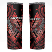 Aotearoa Iwi Ngapuhi Personalised Skinny Tumbler NZ Maori Humpback Whale Taniko Motifs