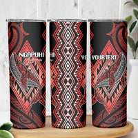 Aotearoa Iwi Ngapuhi Personalised Skinny Tumbler NZ Maori Humpback Whale Taniko Motifs
