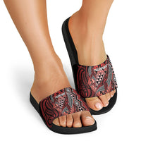 Aotearoa Iwi Ngapuhi Slide Sandals NZ Maori Humpback Whale Taniko Motifs