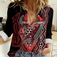 Aotearoa Iwi Ngapuhi Personalised Women Casual Shirt NZ Maori Humpback Whale Taniko Motifs