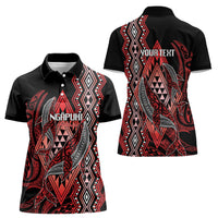 Aotearoa Iwi Ngapuhi Personalised Women Polo Shirt NZ Maori Humpback Whale Taniko Motifs