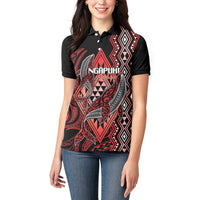 Aotearoa Iwi Ngapuhi Personalised Women Polo Shirt NZ Maori Humpback Whale Taniko Motifs