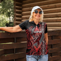 Aotearoa Iwi Ngapuhi Personalised Women Polo Shirt NZ Maori Humpback Whale Taniko Motifs