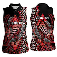 Aotearoa Iwi Ngapuhi Personalised Women Sleeveless Polo Shirt NZ Maori Humpback Whale Taniko Motifs