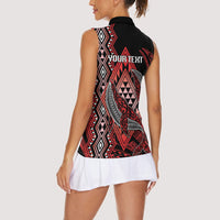 Aotearoa Iwi Ngapuhi Personalised Women Sleeveless Polo Shirt NZ Maori Humpback Whale Taniko Motifs