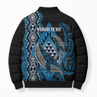 Aotearoa Iwi Ngati Porou Personalised Bomber Puffer Jacket NZ Maori Humpback Whale Taniko Motifs