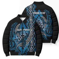 Aotearoa Iwi Ngati Porou Personalised Bomber Puffer Jacket NZ Maori Humpback Whale Taniko Motifs