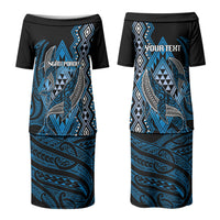 Aotearoa Iwi Ngati Porou Personalised Couples Matching Puletasi and Hawaiian Shirt NZ Maori Humpback Whale Taniko Motifs