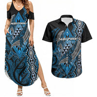 Aotearoa Iwi Ngati Porou Personalised Couples Matching Summer Maxi Dress and Hawaiian Shirt NZ Maori Humpback Whale Taniko Motifs