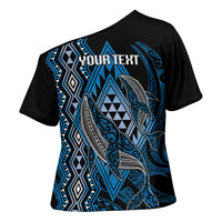 Aotearoa Iwi Ngati Porou Personalised Cross Shoulder Shirt NZ Maori Humpback Whale Taniko Motifs