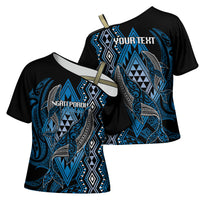 Aotearoa Iwi Ngati Porou Personalised Cross Shoulder Shirt NZ Maori Humpback Whale Taniko Motifs