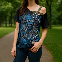 Aotearoa Iwi Ngati Porou Personalised Cross Shoulder Shirt NZ Maori Humpback Whale Taniko Motifs