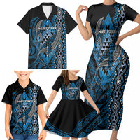 Aotearoa Iwi Ngati Porou Personalised Family Matching Short Sleeve Bodycon Dress and Hawaiian Shirt NZ Maori Humpback Whale Taniko Motifs