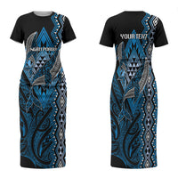 Aotearoa Iwi Ngati Porou Personalised Family Matching Short Sleeve Bodycon Dress and Hawaiian Shirt NZ Maori Humpback Whale Taniko Motifs