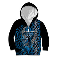 Aotearoa Iwi Ngati Porou Personalised Kid Hoodie NZ Maori Humpback Whale Taniko Motifs