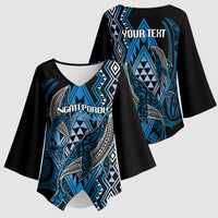 Aotearoa Iwi Ngati Porou Personalised Kimono Sleeve Blouse NZ Maori Humpback Whale Taniko Motifs