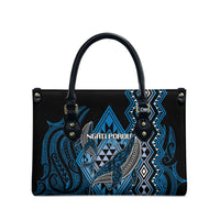 Aotearoa Iwi Ngati Porou Leather Bag NZ Maori Humpback Whale Taniko Motifs