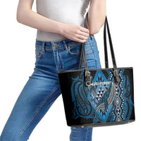 Aotearoa Iwi Ngati Porou Leather Tote Bag NZ Maori Humpback Whale Taniko Motifs