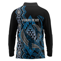 Aotearoa Iwi Ngati Porou Personalised Long Sleeve Polo Shirt NZ Maori Humpback Whale Taniko Motifs