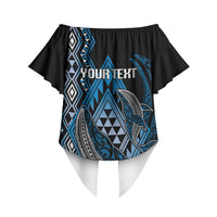 Aotearoa Iwi Ngati Porou Personalised Off Shoulder Wrap Waist Top NZ Maori Humpback Whale Taniko Motifs