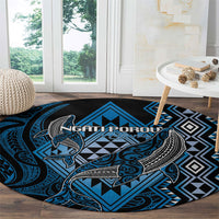 Aotearoa Iwi Ngati Porou Round Carpet NZ Maori Humpback Whale Taniko Motifs