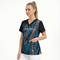 Aotearoa Iwi Ngati Porou Personalised Scrub Top NZ Maori Humpback Whale Taniko Motifs