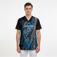 Aotearoa Iwi Ngati Porou Personalised Scrub Top NZ Maori Humpback Whale Taniko Motifs