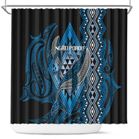 Aotearoa Iwi Ngati Porou Shower Curtain NZ Maori Humpback Whale Taniko Motifs