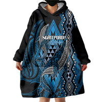 Aotearoa Iwi Ngati Porou Personalised Wearable Blanket Hoodie NZ Maori Humpback Whale Taniko Motifs