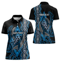 Aotearoa Iwi Ngati Porou Personalised Women Polo Shirt NZ Maori Humpback Whale Taniko Motifs